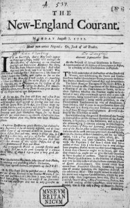The New-England Courant's first issue from August 7, 1721. Image: Public Domain