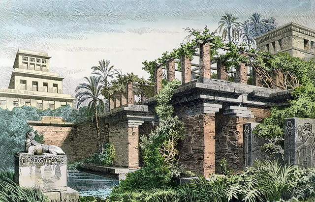 Hanging Gardens of Babylon by Ferdinand Knab (1886), Image in the Public Domain