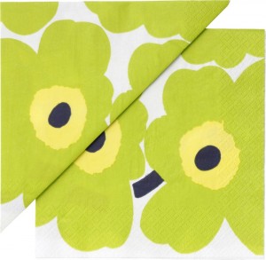 Unikko in lime. This is the same pattern fabric out of which I made my skirt. Image: Crate and Barrel