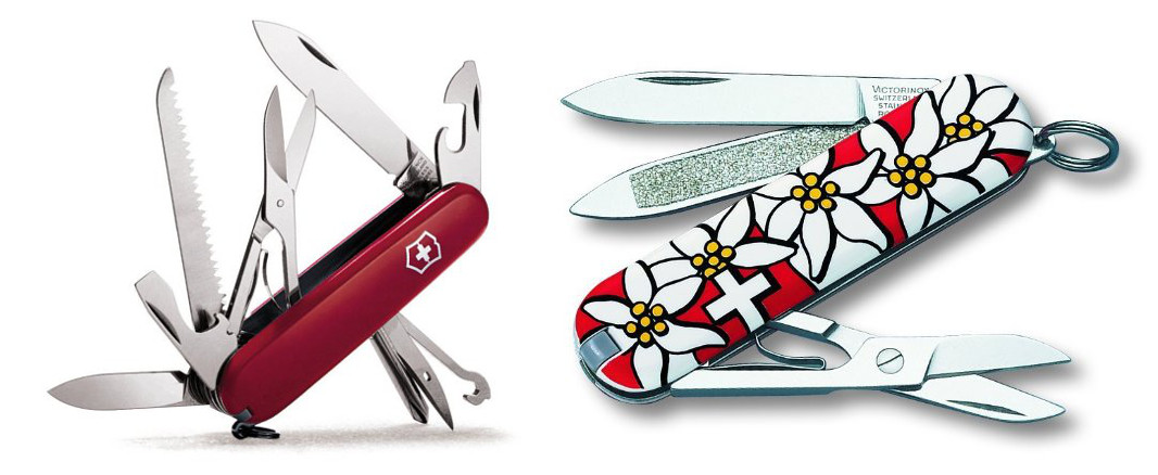 Images: Victorinox. Note: Images are at different scales. The knife on the right is smaller than the one on the left.