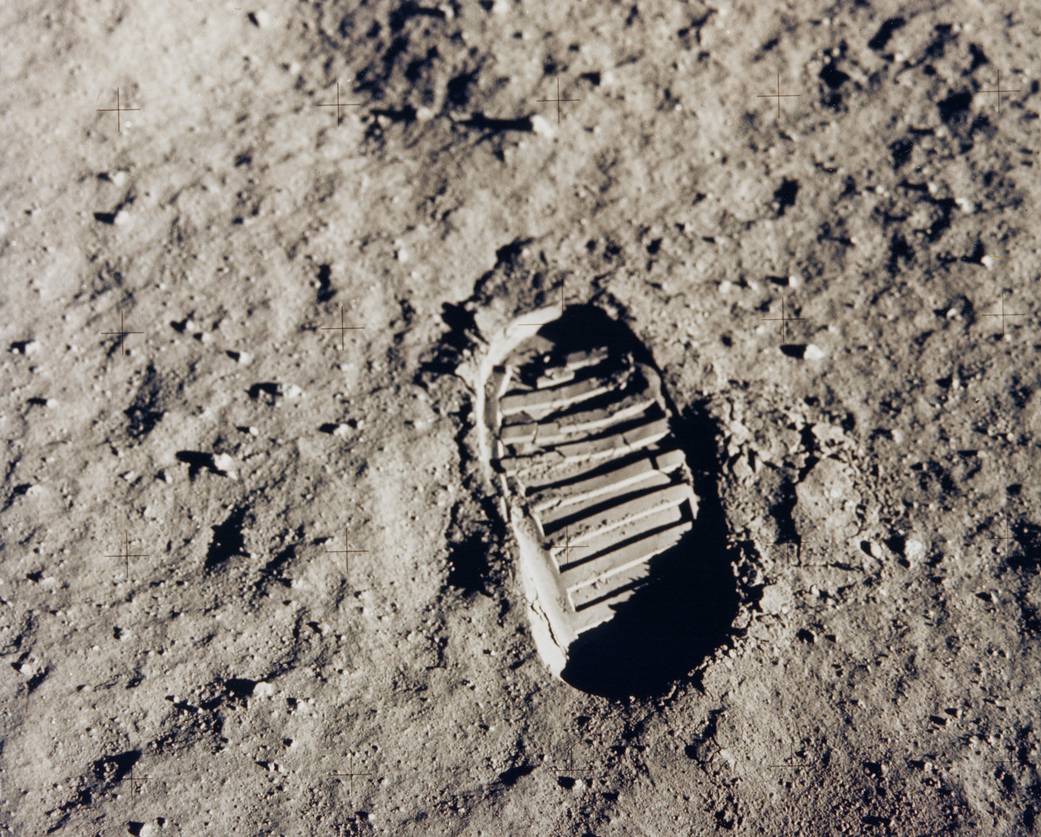 One of the first steps taken on the Moon, this is an image of Buzz Aldrin's bootprint from the Apollo 11 mission. Neil Armstrong and Buzz Aldrin walked on the Moon on July 20, 1969. The Apollo 11 mission launched on July 16 on a Saturn V launch vehicle developed by NASA’s Marshall Space Flight Center in Huntsville, Alabama. Image credit: NASA